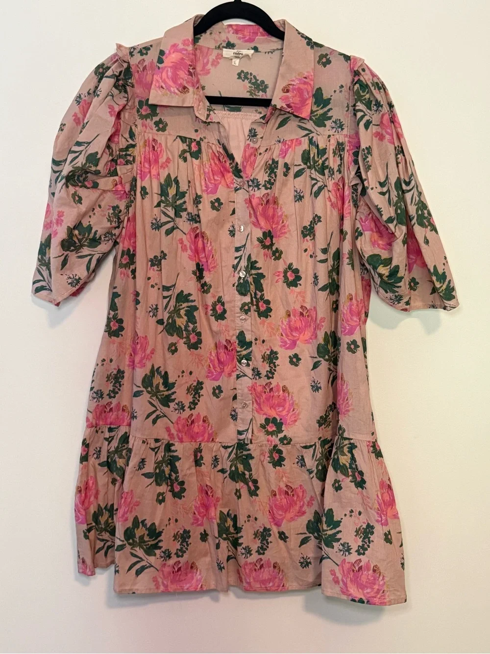 entro Pink Floral Button-Down Mini Dress - Picture 5 of 9